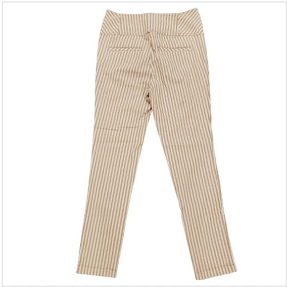 Free People Frankie High Waist Striped Pants Tan/White Ankle Crop - Picture 3 of 5